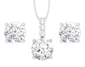 925 Sterling Silver Round Solitaire Pendant Earring Chain Jewellery Set